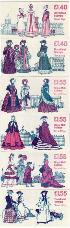GREAT BRITAIN 1981-82 COSTUMES 1,40 GBP BOOKLETS SET OF 6 UMM. SG FM3-4, FR1-4. CAT 16,90 GBP (2018)