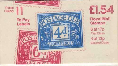 GREAT BRITAIN 1984 POSTAL HISTORY "POSTAGE DUES" 1,54 GBP BOOKLET UMM. SG FQ1. CAT 3 GBP (2018)