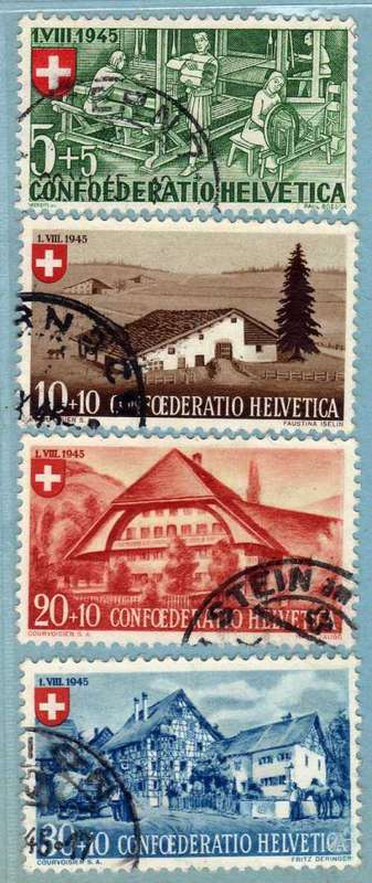 SWITZERLAND 1945 NATIONAL FETE FUND SET OF 4 VFU. SG 461-464. CAT 25,70 GBP. (2013)