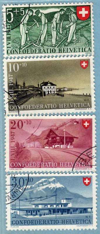 SWITZERLAND 1947 NATIONAL FETE FUND AND OTHERS SET OF 4 VFU. SG 473-76. CAT 24,35 GBP. (2013)