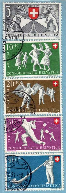 SWITZERLAND 1951 NATIONAL FETE, MOTHER'S FUND SET OF 5 VFU. SG 527-531. CAT 50,75 GBP. (2013)