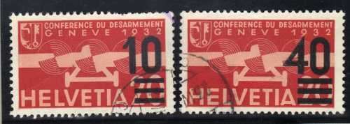 SWITZERLAND 1935 AIR SURCHARGE 2 STAMPS FINE USED. SG 360 & 362. CAT 29 POUNDS. (2013)