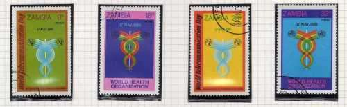 ZAMBIA 1981 WORLD TELECOMMUNICATIONS AND HEALTH DAY SET OF 4 VFU. SG 333-6 CAT 1,75 POUNDS. (2014)
