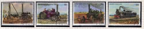 ZAMBIA 1983 EARLY STEAM ENGINES SET OF 4 VFU. SG 375-78 CAT 4,75 POUNDS. (2014)