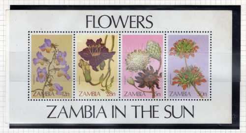 ZAMBIA 1983 WILD FLOWERS MINI SHEET UMM. SG MS387. CAT 3,50 POUNDS. (2014)
