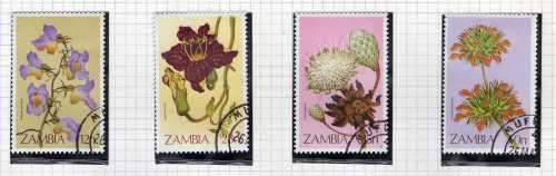 ZAMBIA 1983 WILD FLOWERS SET OF 4 VFU. SG 383-386. CAT 3,25 POUNDS. (2014)