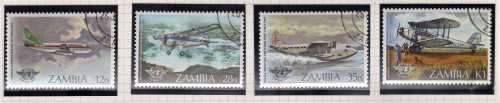 ZAMBIA 1984 AIR TRANSPORT SET OF 4 VFU. SG 400-403. CAT 4 POUNDS. (2014)