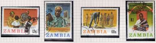 ZAMBIA 1984 60TH BIRTHDAY OF PRESIDENT KAUNDA SET OF 4 VFU. SG 404-407. CAT 5,50 POUNDS. (2014)