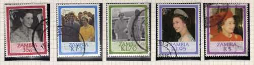 ZAMBIA 1986 60TH BIRTHDAY OF QEII SET OF 5 VFU. SG 453-457. CAT 1,50 POUNDS. (2014)