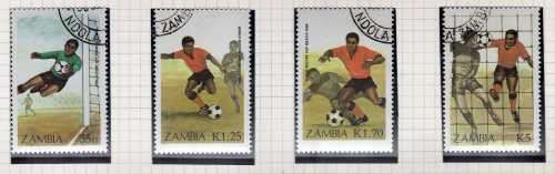 ZAMBIA 1986 WORLD CUP FOOTBALL MEXICO SET OF 4 VFU. SG 460-463. CAT 7 POUNDS. (2014)