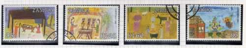 ZAMBIA 1986 CHRISTMAS CHILDREN'S PAINTINGS SET OF 4 VFU. SG 468-471. CAT 9 POUNDS. (2014)