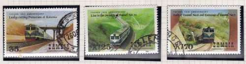 ZAMBIA 1986 10TH ANNIV OF TANZANIA-ZAMBIA RAILWAY PART SET OF 3 VFU. SG 472-4 CAT 1,30 POUNDS (2014)