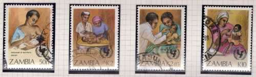 ZAMBIA 1988 UNICEF CHILD SURVIVAL CAMPAIGN SET OF 4 VFU. SG 546-9. CAT 3,75 GBP. (2014)