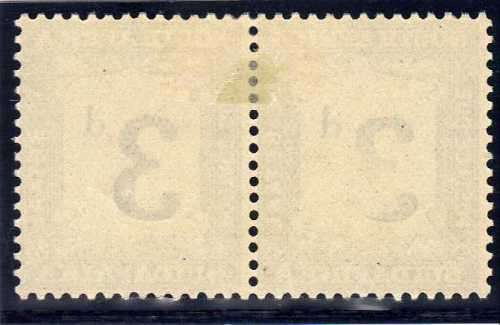 SOUTH AFRICA 1927-28 POSTAGE DUE 3d BLUE & BLUE PLATE PROOFS FINE MINT HORIZ PAIR WITH VAR. SCARCE.