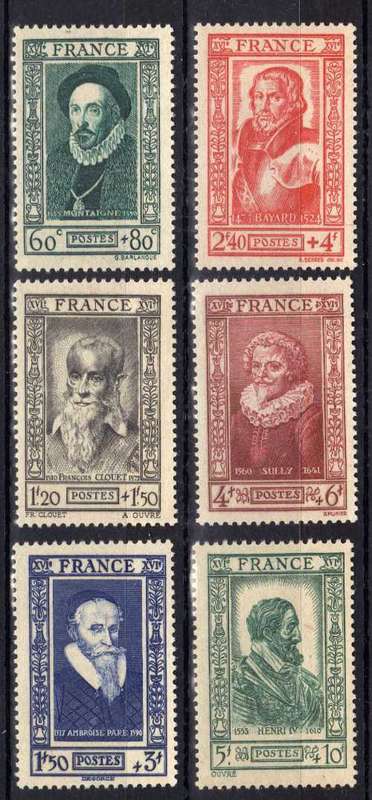 FRANCE 1943 NATIONAL RELIEF FUND SET OF 6 L.M.M. SG 791-796. CAT 10,40 POUNDS.