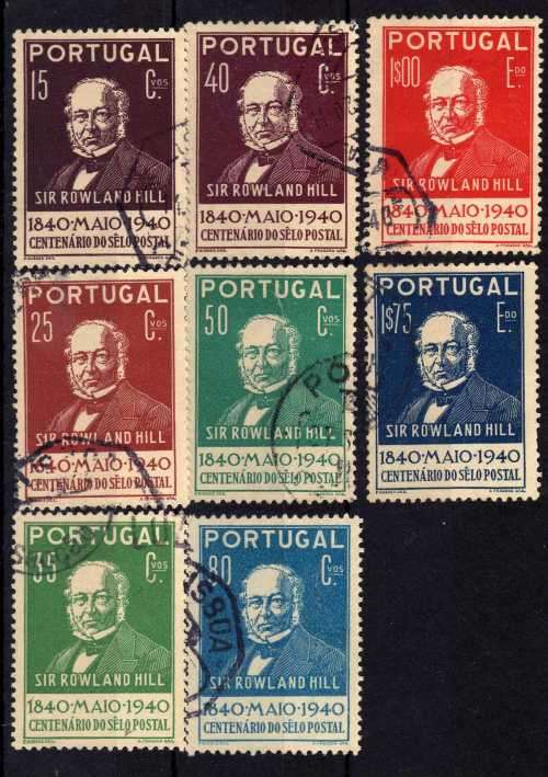 PORTUGAL 1940 POSTAGE STAMP CENTENARY SET OF 8 VFU. SG 920-927. CAT 20,30 POUNDS.