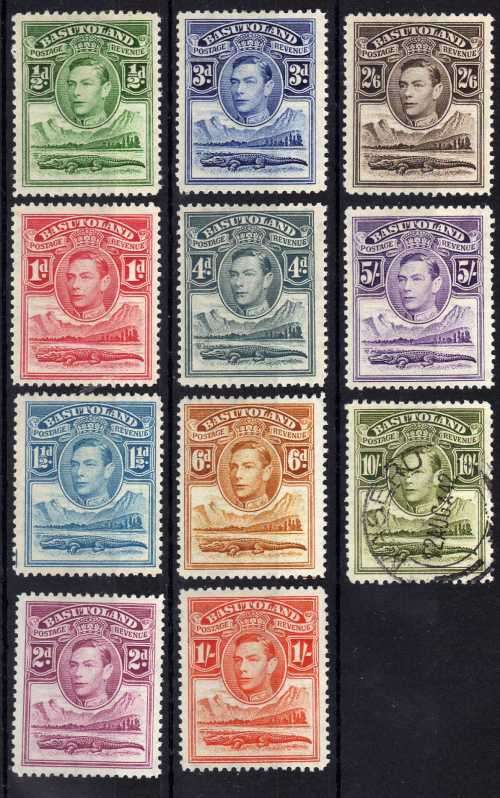 BASUTOLAND 1938 DEFIN SET OF 11 LMM EXCEPT 10/- VFU. SACC 18-28. CAT R1850.