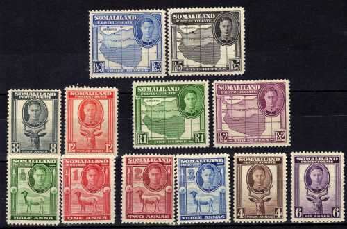 SOMALILAND 1942 DEFIN SET OF 12 LMM. SG 105-116. CAT 48 POUNDS. (2018)