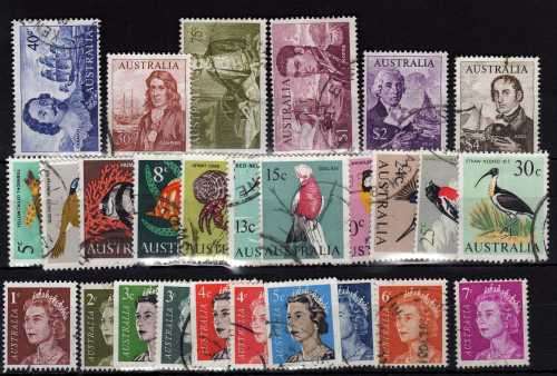 AUSTRALIA 1966 DECIMAL DEFIN SET OF 25 VFU. SG 382-403. CAT 15 POUNDS.