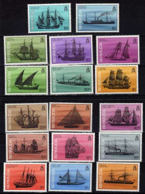 BERMUDA 1986 SHIPWRECKS ORIGINAL SET OF 17 U.M.M. SG 507A-523A. CAT 47,20 POUNDS.
