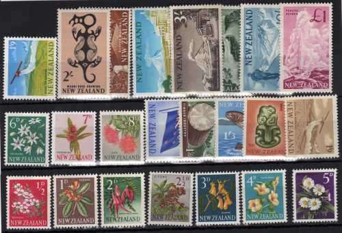 NEW ZEALAND 1960 DEFIN SET OF 23 LMM (3/- MINT NO GUM & TONING). SG 781-802. CAT 48 POUNDS. (2018)