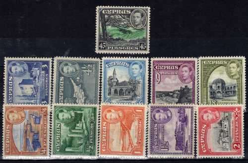 CYPRUS 1938 DEFIN PART SET OF 11 LMM. CAT 68,50 POUNDS.