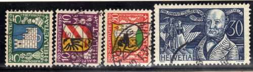 SWITZERLAND 1930 "PRO JUVENTUTE" SET OF 4 VFU. SG J52-J55. CAT 11,45 POUNDS.