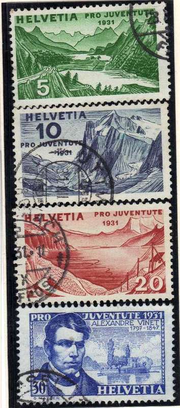 SWITZERLAND 1931 "PRO JUVENTUTE" SET OF 4 VFU. SG J56-J59. CAT 29,80 POUNDS.