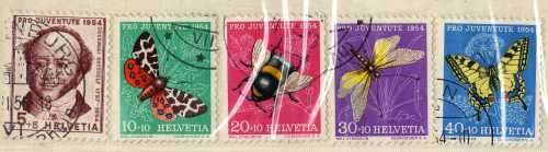 SWITZERLAND 1954 "PRO JUVENTUTE" SET OF 5 VFU. SG J152-J156. CAT 23,35 POUNDS.
