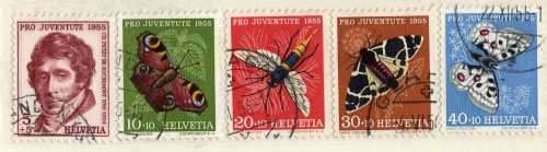 SWITZERLAND 1955 "PRO JUVENTUTE" SET OF 5 VFU. SG J157-J161. CAT 17,85 POUNDS.