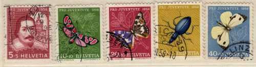 SWITZERLAND 1956 "PRO JUVENTUTE" SET OF 5 VFU. SG J162-J166. CAT 15,60 POUNDS.