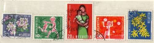 SWITZERLAND 1962 "PRO JUVENTUTE" SET OF 5 VFU. SG J192-J196. CAT 4,40 POUNDS.