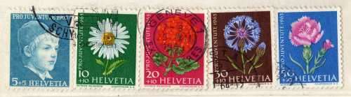 SWITZERLAND 1963 "PRO JUVENTUTE" SET OF 5 VFU. SG J197-J201. CAT 6,95 POUNDS.