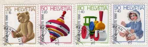 SWITZERLAND 1986 "PRO JUVENTUTE" SET OF 4 VFU. SG J295-J298. CAT 5,80 POUNDS.
