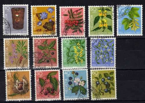 SWITZERLAND 1973, 1974, 1975 "PRO JUVENTUTE" 3 SETS VFU. SG J241-J253. CAT 9,20 POUNDS.