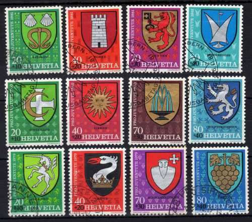 SWITZERLAND 1979, 1980, 1981 "PRO JUVENTUTE" 3 SETS OF 4 VFU. SG J266-J277. CAT 11,40 POUNDS.