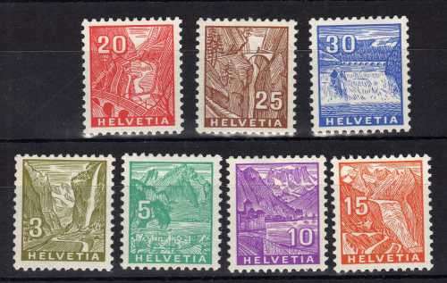 SWITZERLAND 1934 LANDSCAPES SET OF 7 VERY LMM. SG 350-356.