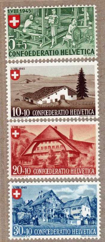 SWITZERLAND 1945 "NATIONAL FETE FUND" SET OF 4 UMM. SG 461-464. CAT 15,50 GBP. (2013)