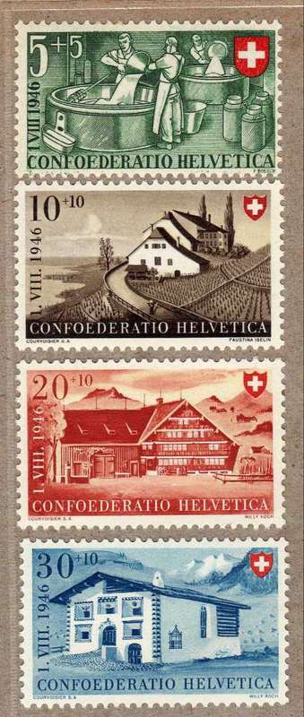 SWITZERLAND 1945 "NATIONAL FETE FUND" SET OF 4 UMM. SG 461-464. CAT 15,50 GBP. (2013)