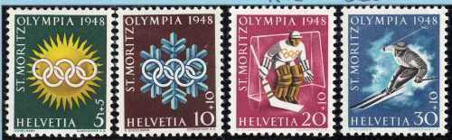 SWITZERLAND 1948 "5TH WINTER OLYMPIC GAMES" SET OF 4 LMM. SG 481-484. CAT 8,70 POUNDS.