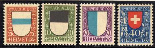 SWITZERLAND 1922 "PRO JUVENTUTE" SET OF 4 UMM. SG J20-J23. CAT 17,20 POUNDS.