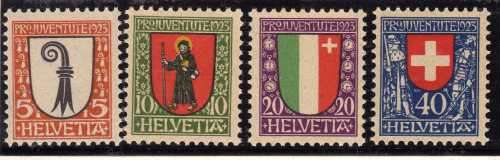 SWITZERLAND 1923 "PRO JUVENTUTE" SET OF 4 UMM. SG J24-J27. CAT 12,60 POUNDS.