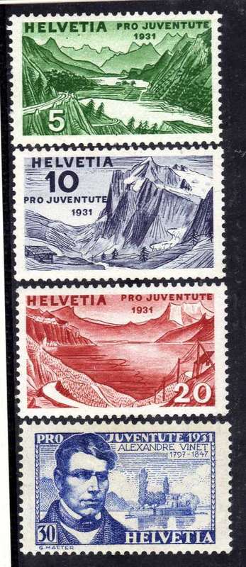 SWITZERLAND 1931 "PRO JUVENTUTE" SET OF 4 MOUNTED MINT. SG J56-J59. CAT 8,25 POUNDS.