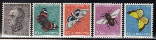 SWITZERLAND 1950 "PRO JUVENTUTE" SET OF 5 UMM. SG J132-J136. CAT 14,80 POUNDS.