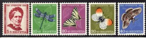SWITZERLAND 1951 "PRO JUVENTUTE" SET OF 5 UMM. SG J137-J141. CAT 12,30 POUNDS.