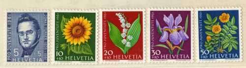 SWITZERLAND 1961 "PRO JUVENTUTE" SET OF 5 UMM. SG J187-J191. CAT 4,80 POUNDS.