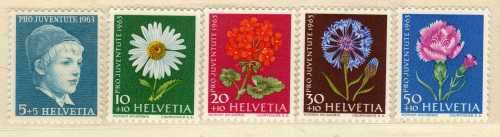 SWITZERLAND 1963 "PRO JUVENTUTE" SET OF 5 UMM. SG J197-J201. CAT 7,60 POUNDS.