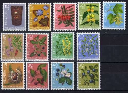 SWITZERLAND 1973, 1974 & 1975 "PRO JUVENTUTE" 3 SETS UMM. SG J241-J253. CAT 12,45 POUNDS.