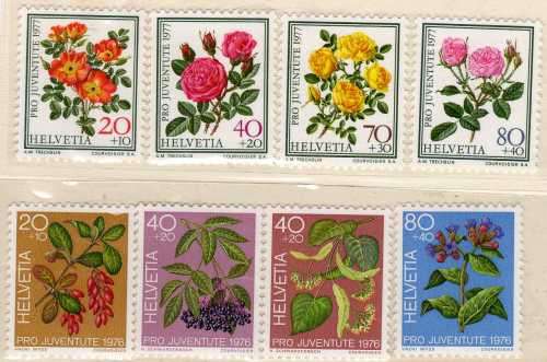 SWITZERLAND 1976 & 1977 "PRO JUVENTUTE" 2 SETS OF 4 UMM. SG J254-J261. CAT 9,50 POUNDS.
