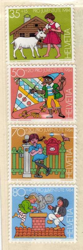SWITZERLAND 1984 "PRO JUVENTUTE" SET OF 4 UMM. SG J287-J290. CAT 6,40 POUNDS.